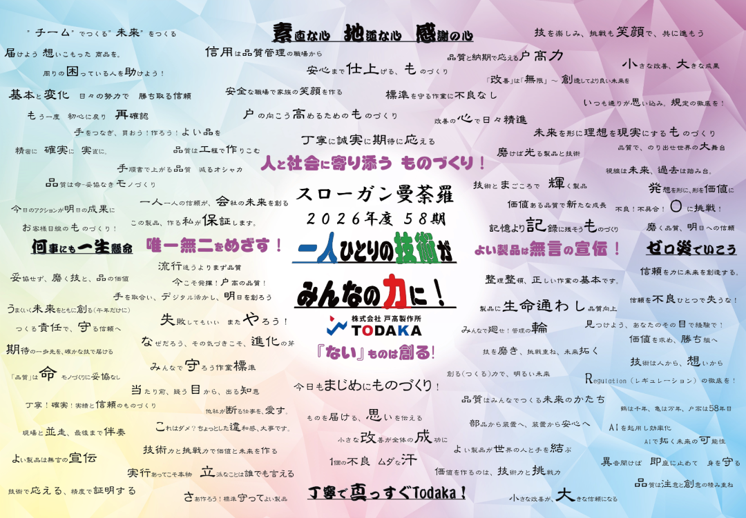 スローガン 2026年度 58期 一人ひとりの技術がみんなの力に！